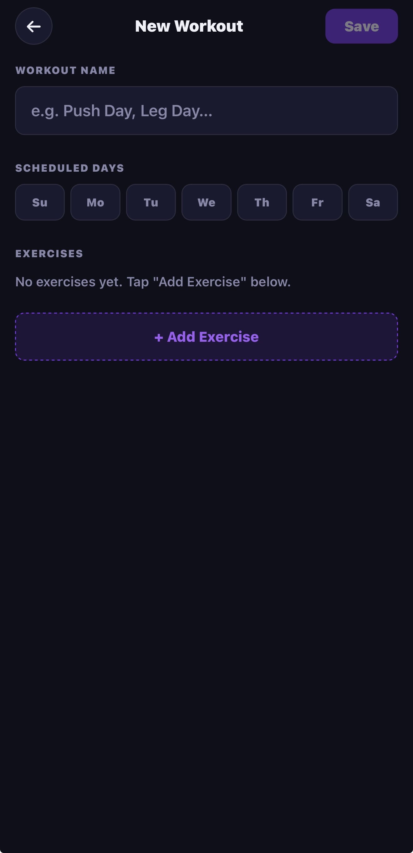 New workout builder