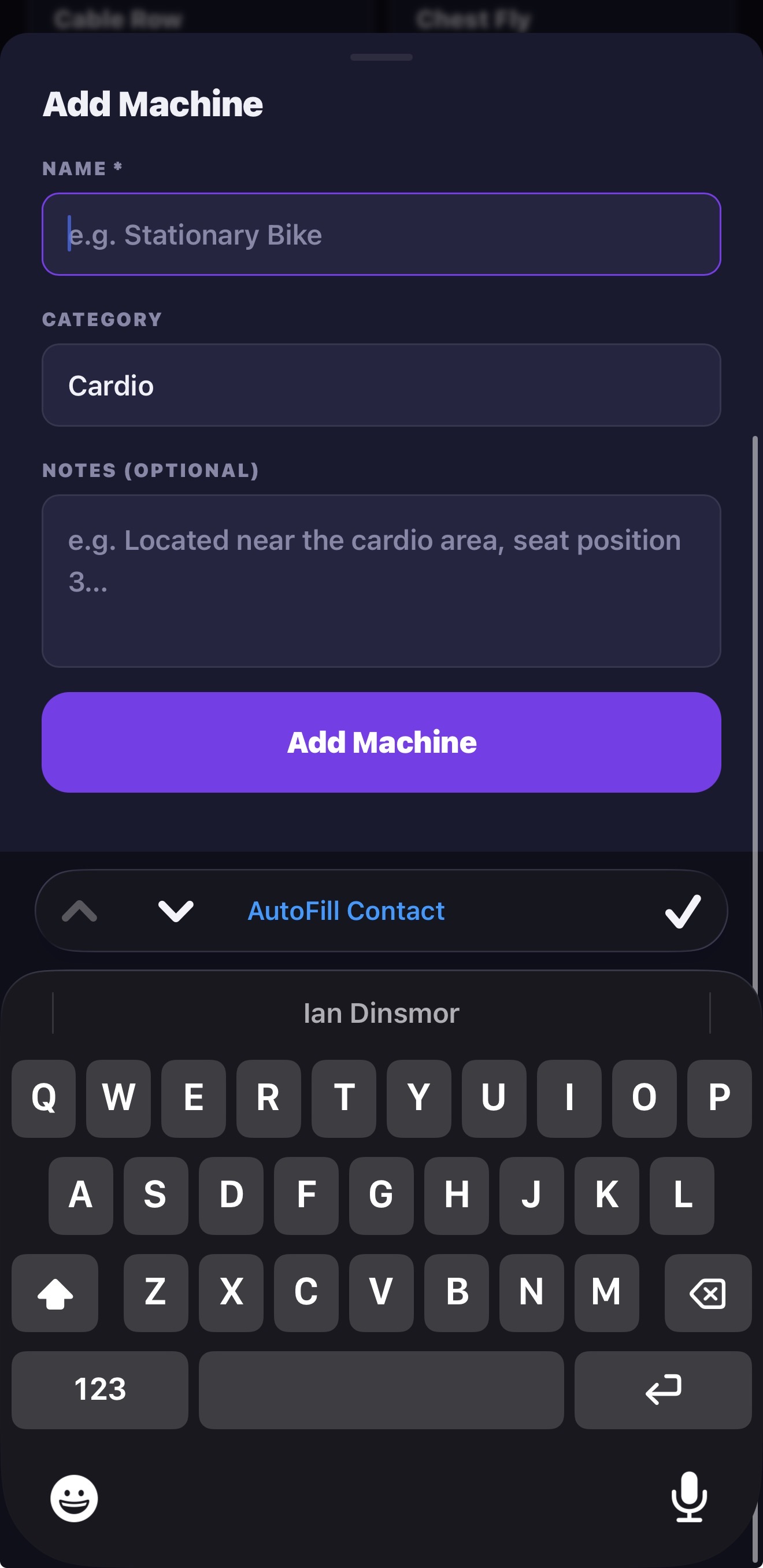 Add machine screen
